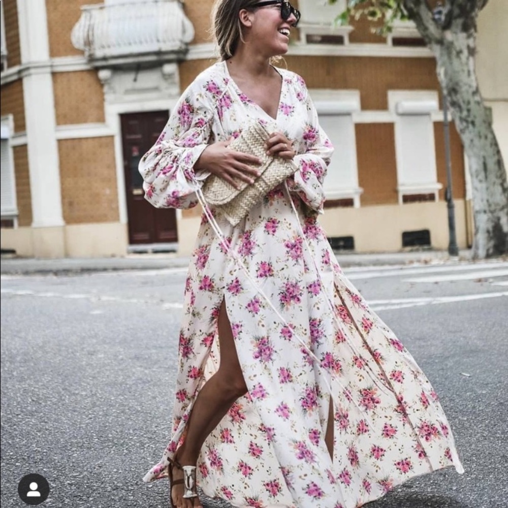 MANGO rushed maxi floral dress bloggers favorite zara competitor brand - Picture 7 of 16